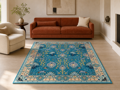 eal Persian-Inspired Floral Tree of Life Area Rug – Ornate Botanical Medallion Design