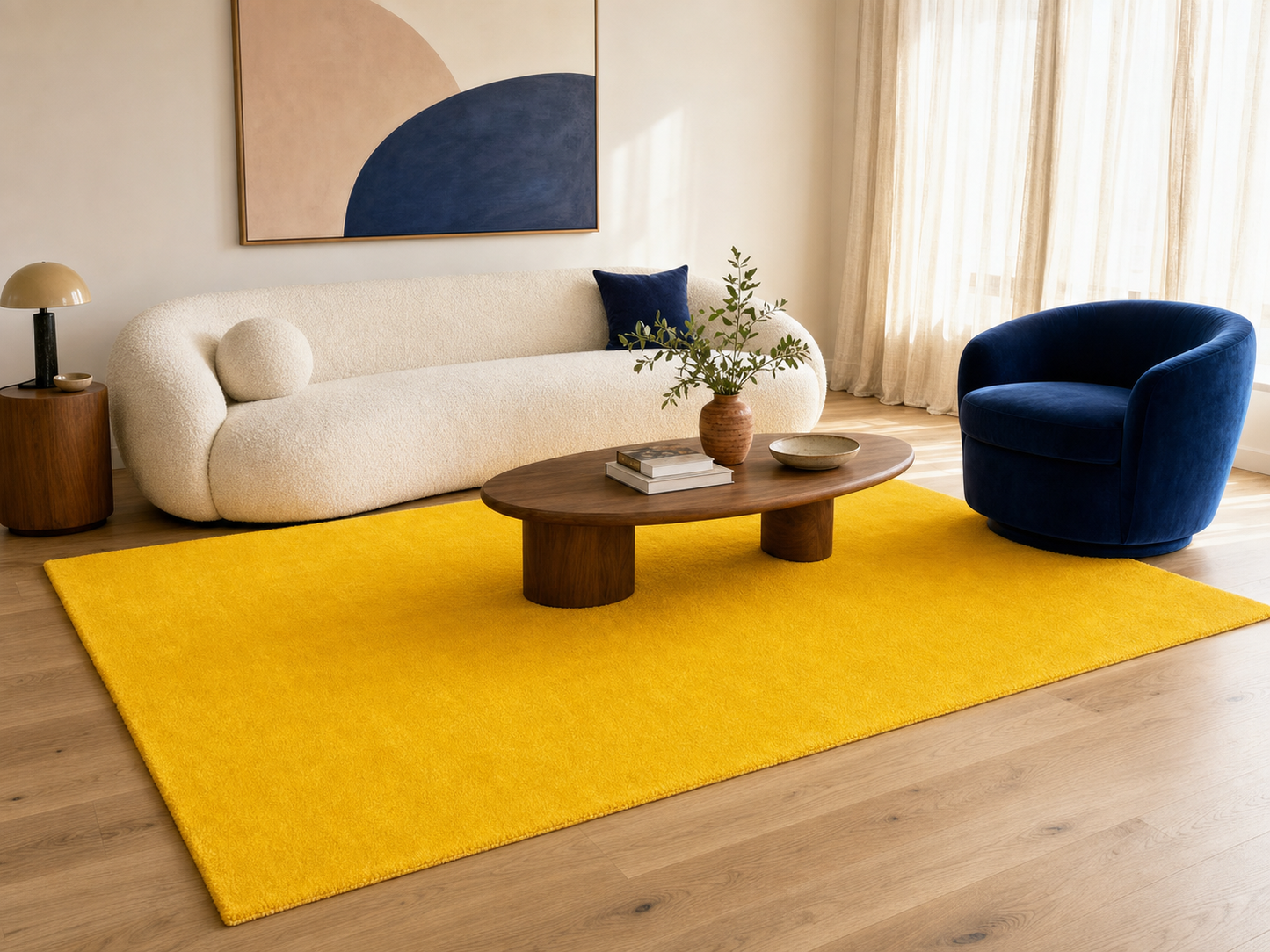 Solid Golden Yellow Hand Tufted Wool Rug | Modern Minimalist Yellow Area Rug