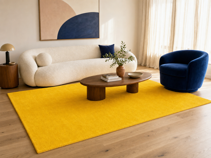Solid Golden Yellow Hand Tufted Wool Rug | Modern Minimalist Yellow Area Rug