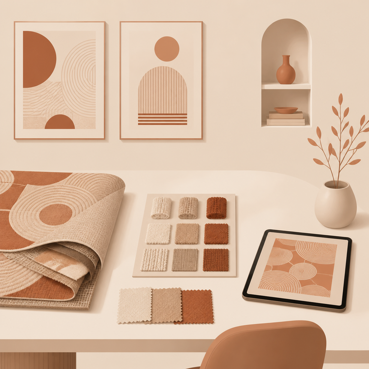 Glaring Rugs illustration of rug material and colour planning