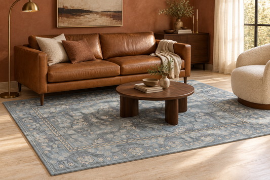 Handmade Traditional Rug | Floral Design in Grey