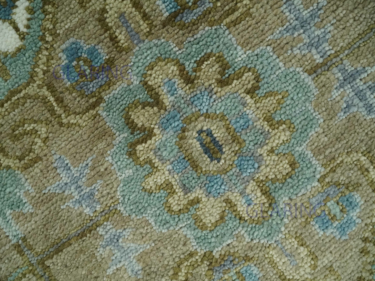 Hand-Knotted Traditional Rug | Heriz Design in Olive