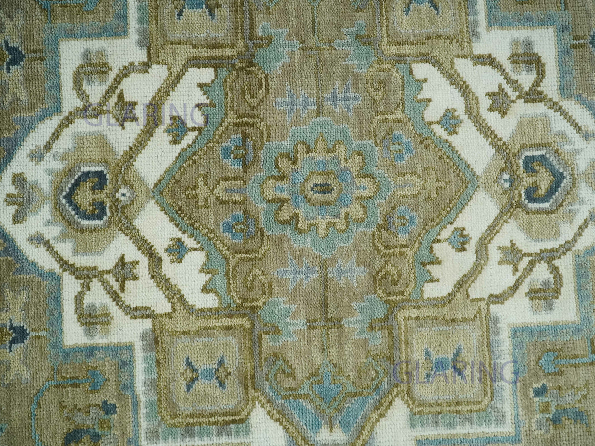 Hand-Knotted Traditional Rug | Heriz Design in Olive