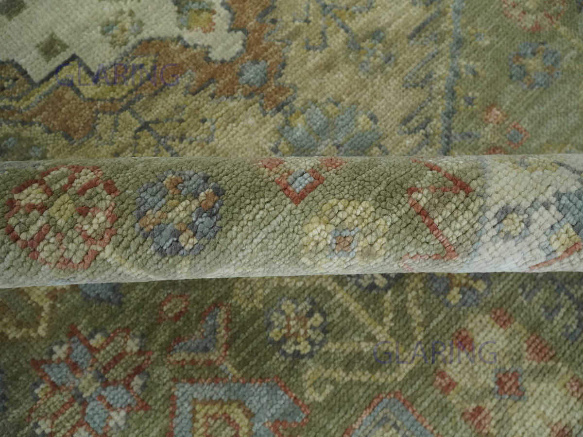 Hand-Knotted Traditional Rug | Heriz Design in Olive & Ivory