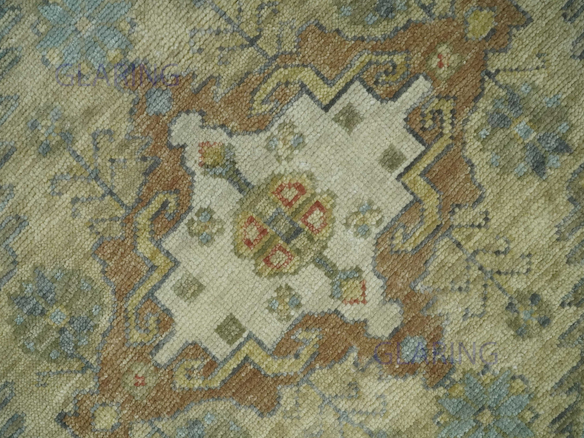 Hand-Knotted Traditional Rug | Heriz Design in Olive & Ivory