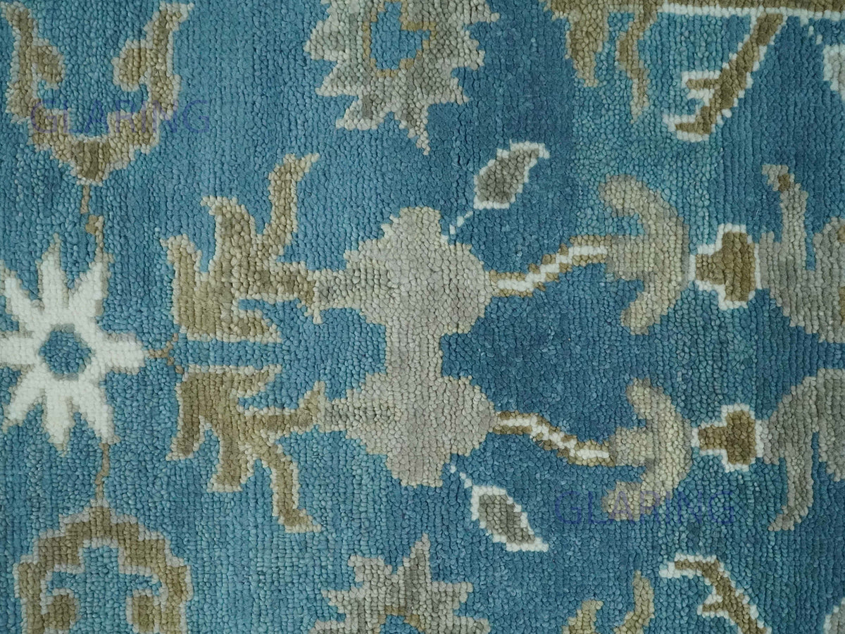 Hand-Knotted Traditional Rug | Oushak Design in Blue