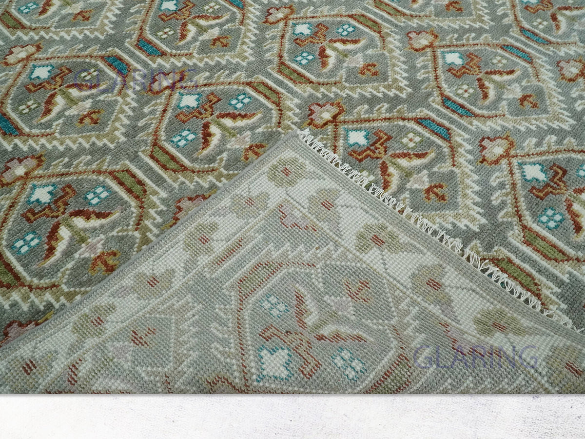 Hand-Knotted Traditional Rug | Oushak Design in Silver
