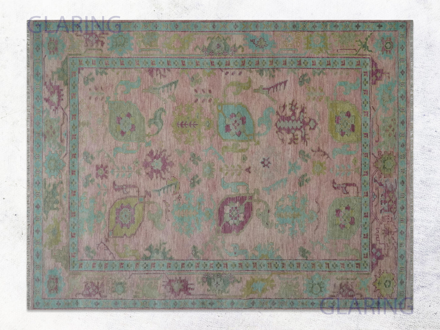 Hand-Knotted Traditional Rug | Floral Design in Pink