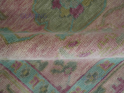 Hand-Knotted Traditional Rug | Floral Design in Pink