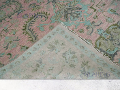 Hand-Knotted Traditional Rug | Oushak Design in Pink