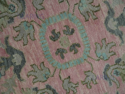 Hand-Knotted Traditional Rug | Oushak Design in Pink