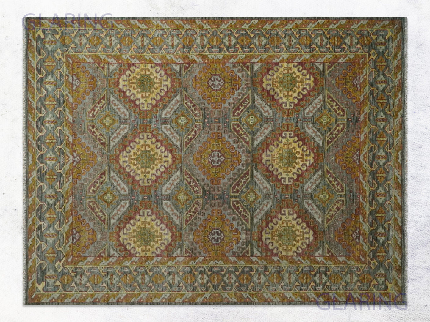 Hand-Knotted Traditional Rug | Oriental Design in Gold