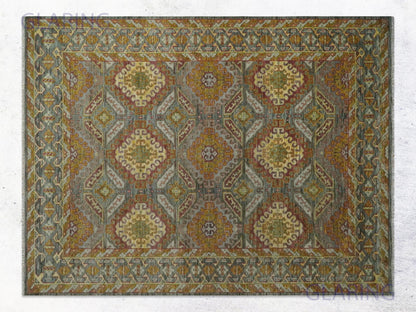 Hand-Knotted Traditional Rug | Oriental Design in Gold