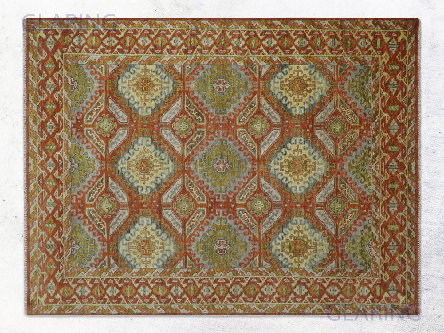 Hand-Knotted Traditional Rug | Oriental Design in Rust