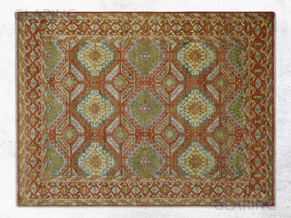 Hand-Knotted Traditional Rug | Oriental Design in Rust