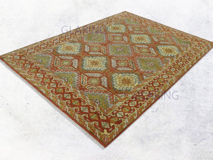 Hand-Knotted Traditional Rug | Oriental Design in Rust