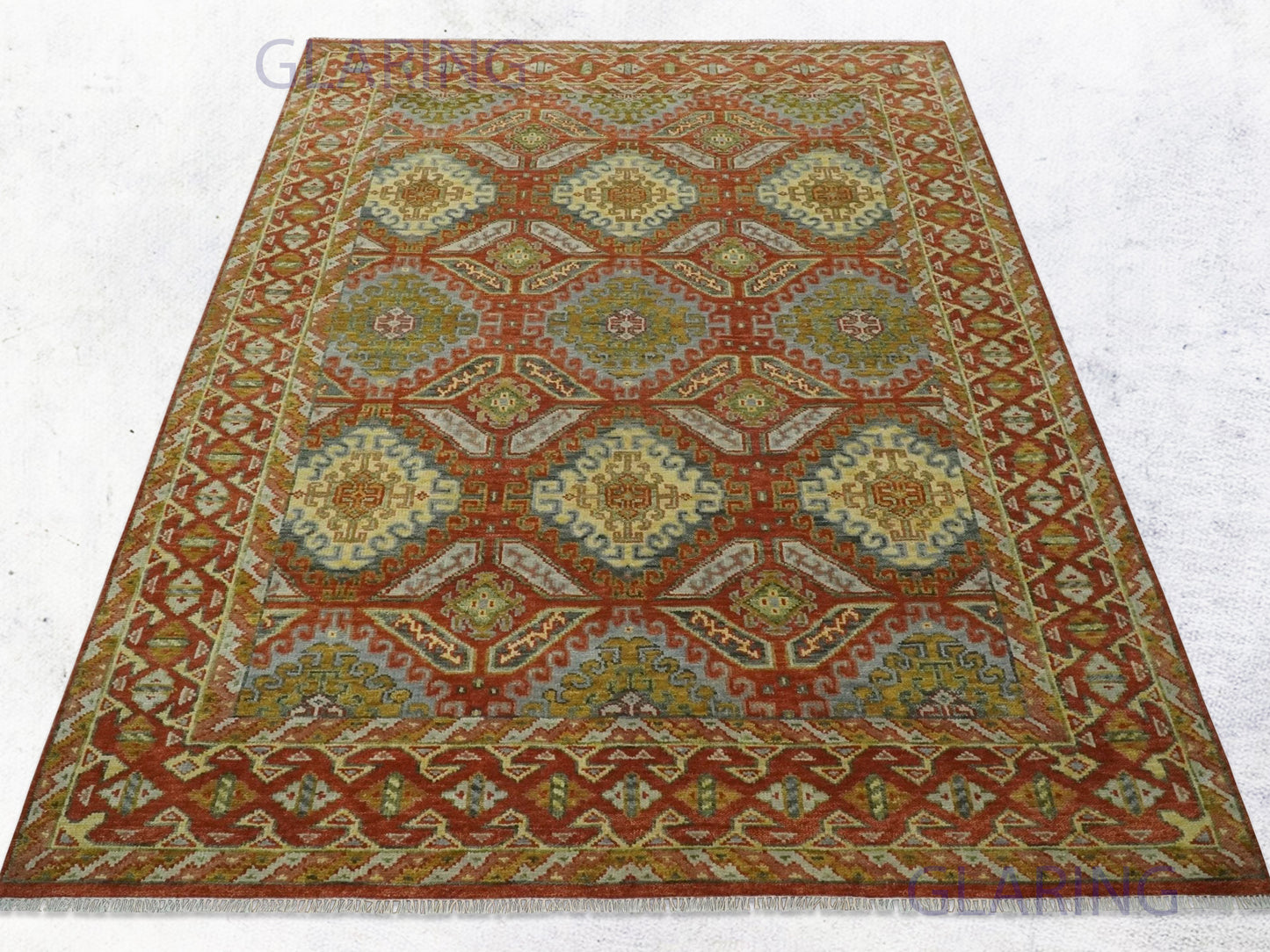 Hand-Knotted Traditional Rug | Oriental Design in Rust