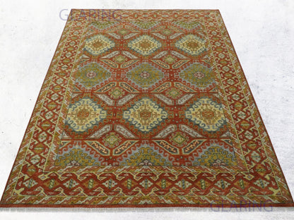 Hand-Knotted Traditional Rug | Oriental Design in Rust