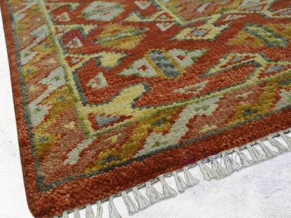 Hand-Knotted Traditional Rug | Oriental Design in Rust