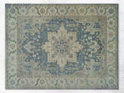 Hand-Knotted Traditional Rug | Serapi Design in Silver
