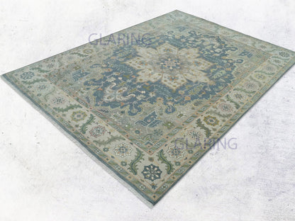 Hand-Knotted Traditional Rug | Serapi Design in Silver