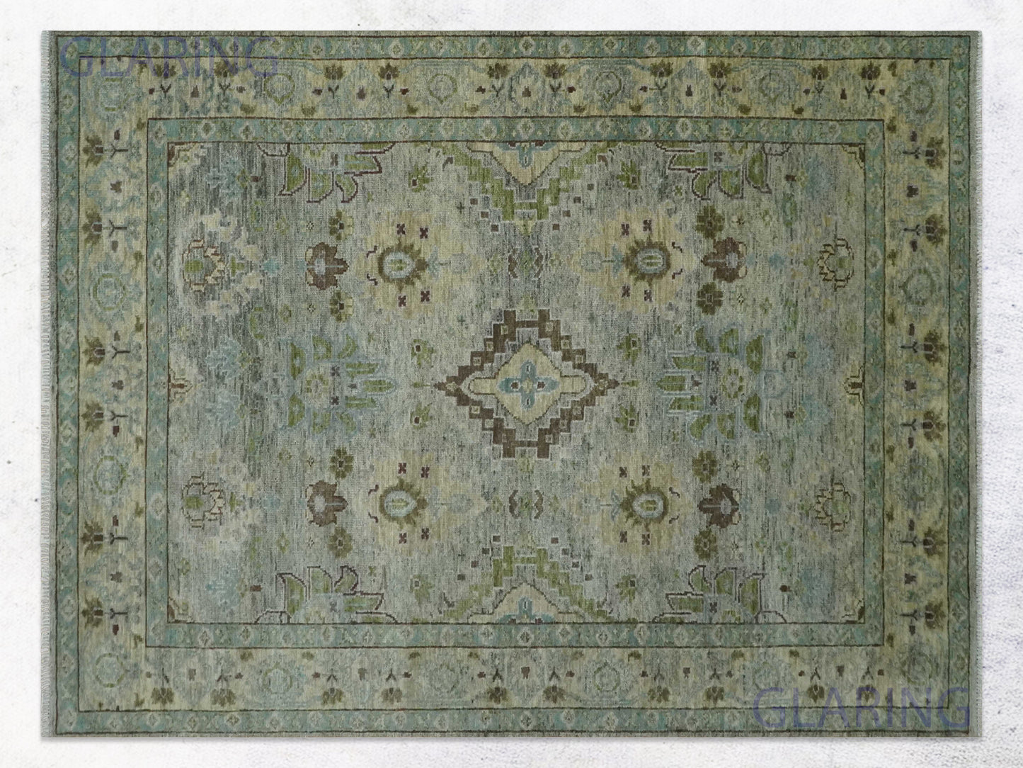 Hand-Knotted Traditional Rug | Oriental Design in Green