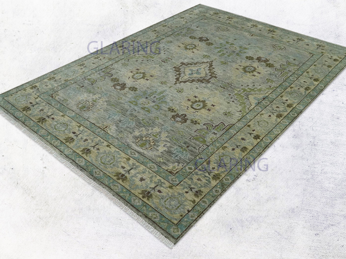 Hand-Knotted Traditional Rug | Oriental Design in Green