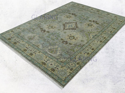 Hand-Knotted Traditional Rug | Oriental Design in Green