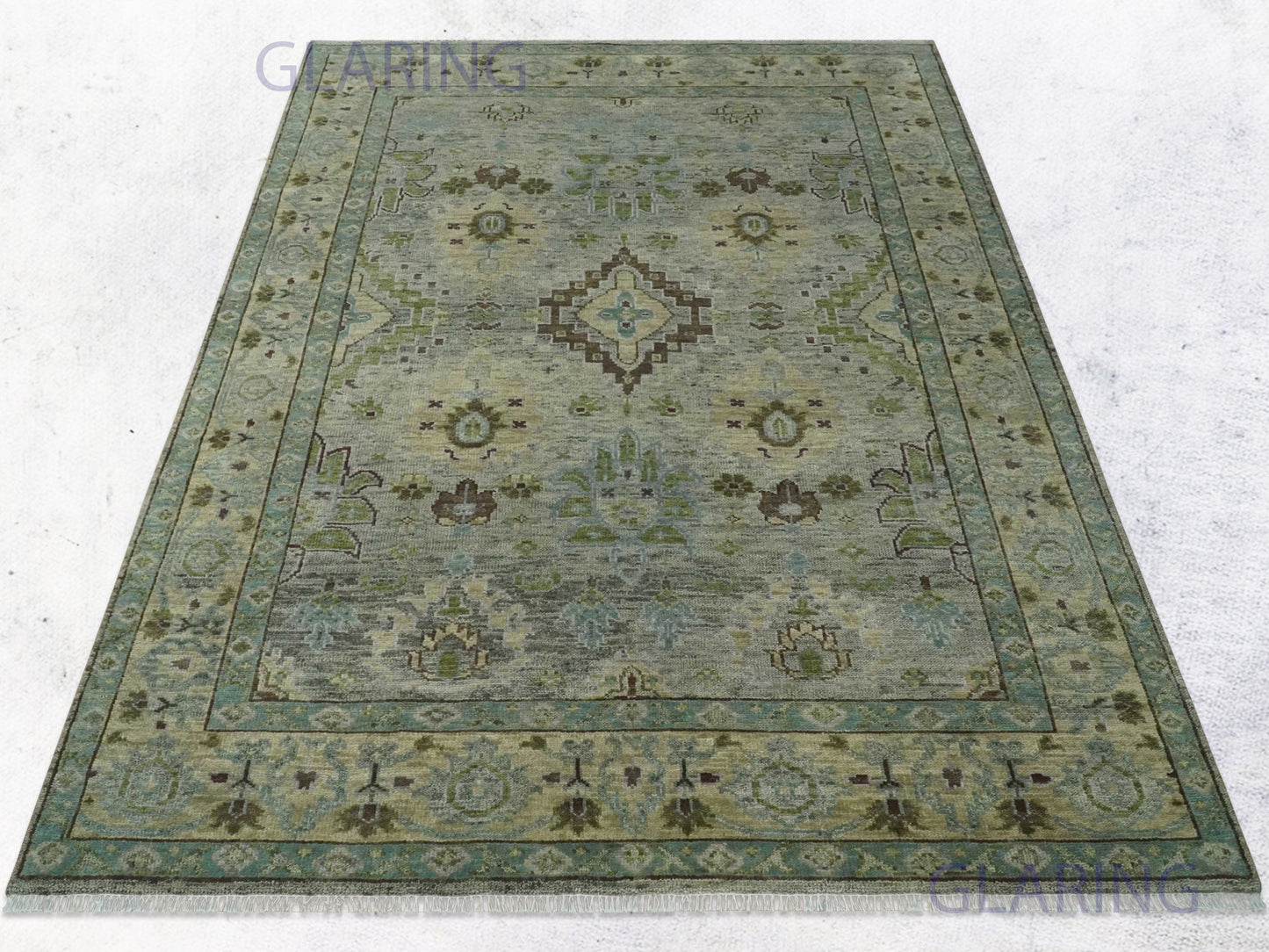 Hand-Knotted Traditional Rug | Oriental Design in Green