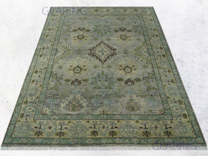 Hand-Knotted Traditional Rug | Oriental Design in Green