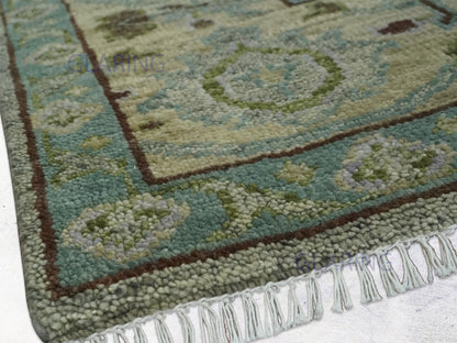 Hand-Knotted Traditional Rug | Oriental Design in Green