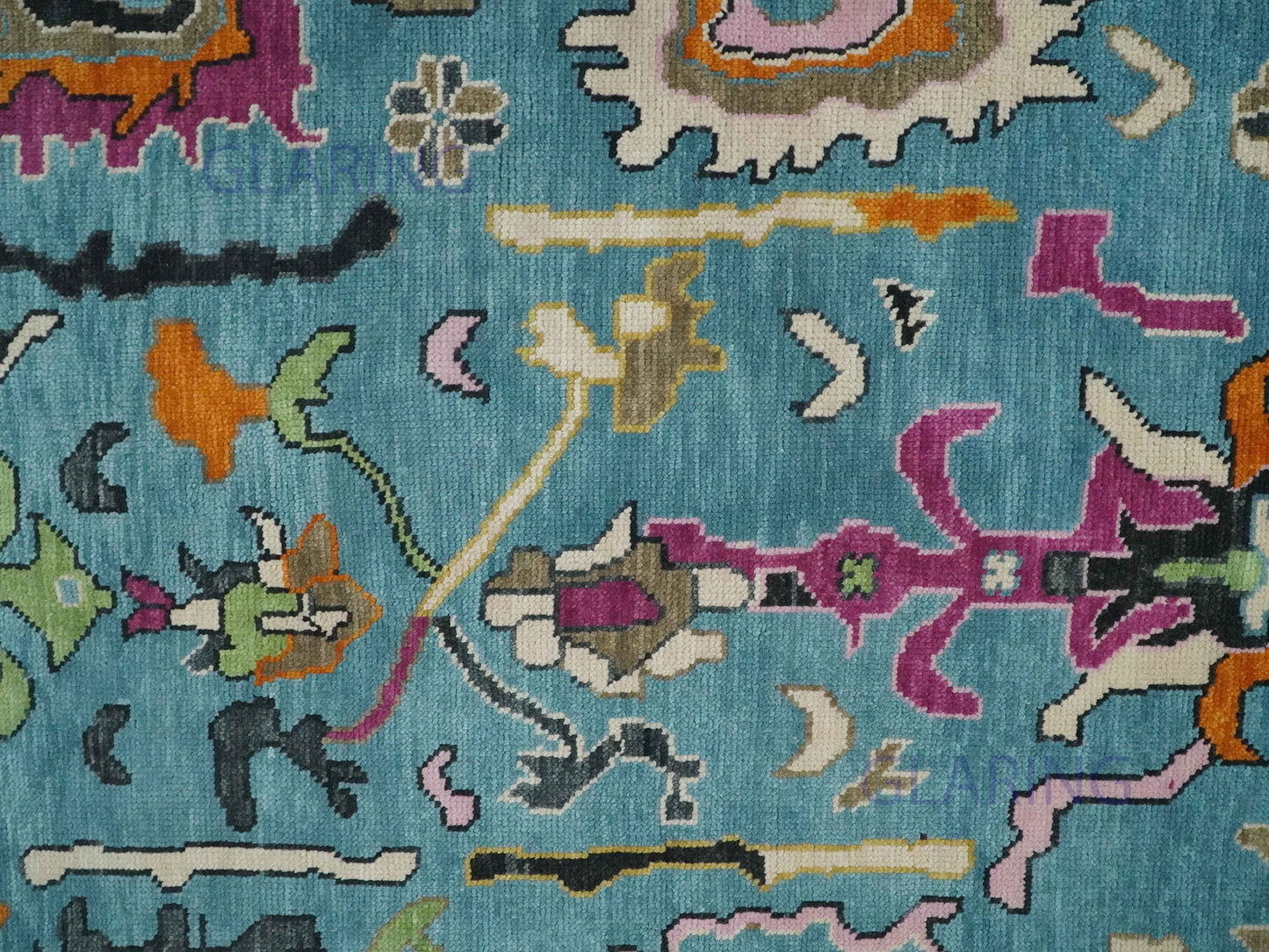 Hand-Knotted Traditional Rug | Oushak Design in Blue & Beige