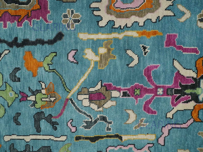 Hand-Knotted Traditional Rug | Oushak Design in Blue & Beige