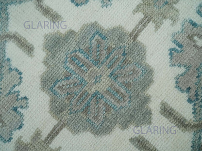 Hand-Knotted Traditional Rug | Oushak Design in Ivory & Grey