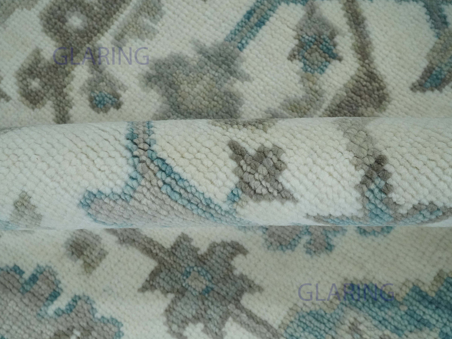 Hand-Knotted Traditional Rug | Oushak Design in Ivory & Grey