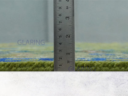 Hand-Knotted Traditional Rug | Oushak Design in Olive Green