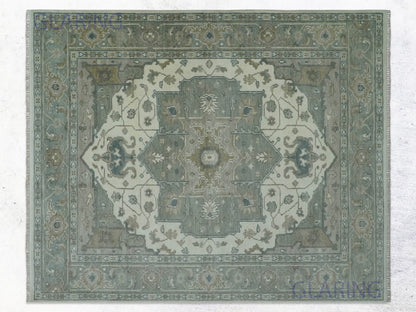 Hand-Knotted Traditional Rug | Heriz Design in Grey & Ivory