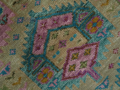 Hand-Knotted Traditional Rug | Floral Design in Olive & Gold