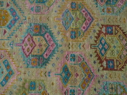 Hand-Knotted Traditional Rug | Floral Design in Olive & Gold