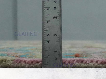 Hand-Knotted Traditional Rug | Floral Design in Olive & Gold