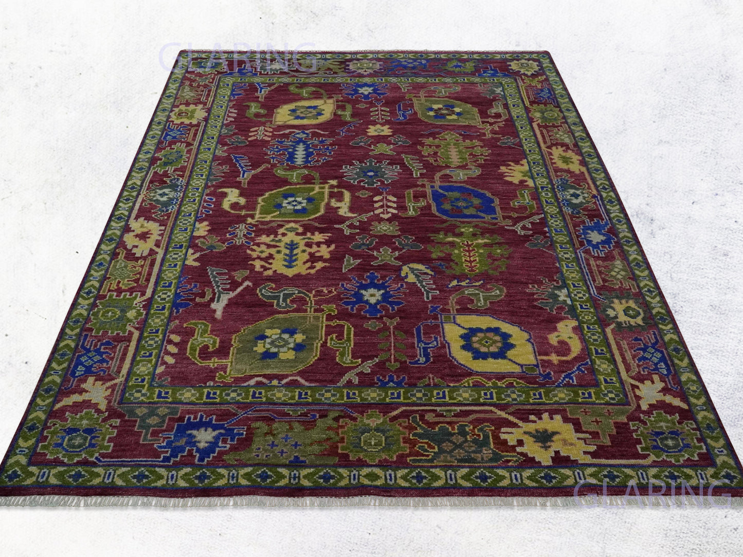 Hand-Knotted Traditional Rug | Oushak Design in Red