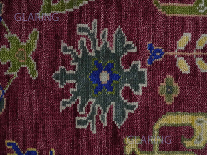 Hand-Knotted Traditional Rug | Oushak Design in Red