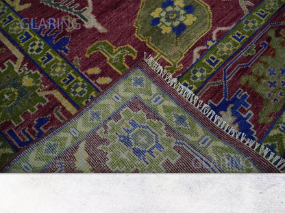 Hand-Knotted Traditional Rug | Oushak Design in Red