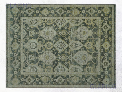 Hand-Knotted Traditional Rug | Oushak Design in Grey & Beige