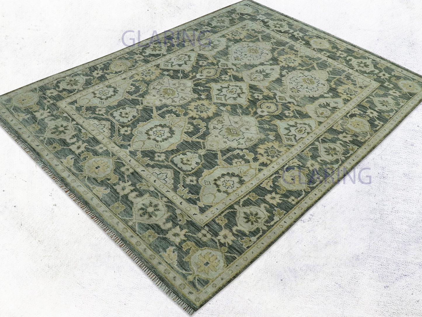 Hand-Knotted Traditional Rug | Oushak Design in Grey & Beige