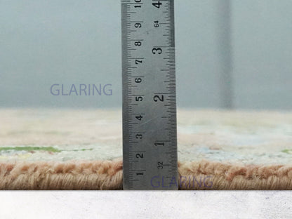 Hand-Knotted Traditional Rug | Floral Design in Peach & Green