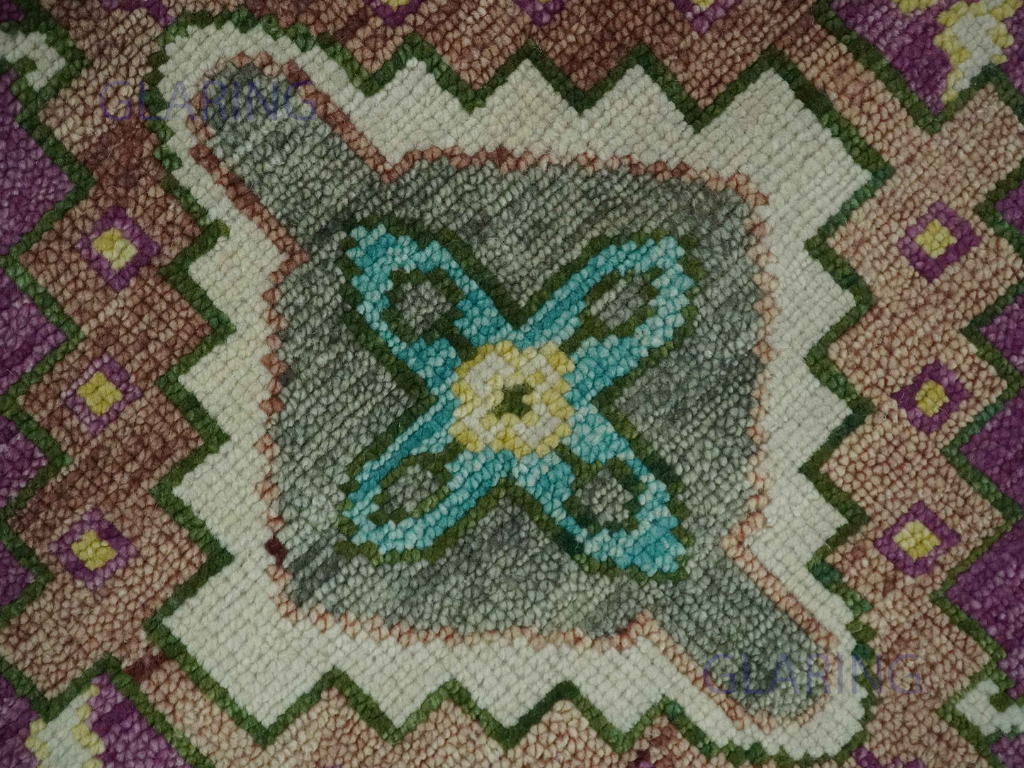 Hand-Knotted Traditional Rug | Oushak Design in Purple & Ivory