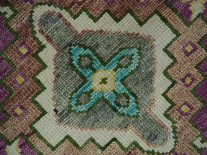 Hand-Knotted Traditional Rug | Oushak Design in Purple & Ivory