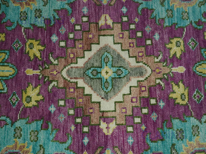 Hand-Knotted Traditional Rug | Oushak Design in Purple & Ivory