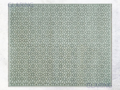 Hand-Knotted Modern Rug | Geometric Design in Ivory & Grey